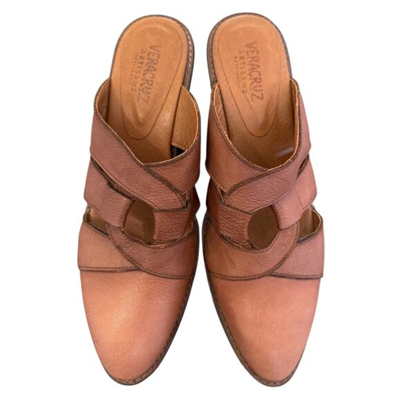Sundance Veracruz Rinjani Leather Mules Heeled Clogs Brown EU 38 US 7.5-8 Boho - Picture 8 of 11